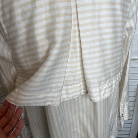 SOFT SURROUNDINGS Women's Med Lorimer Tencel Striped Button Front Tunic Top Tan - Picture 10 of 14